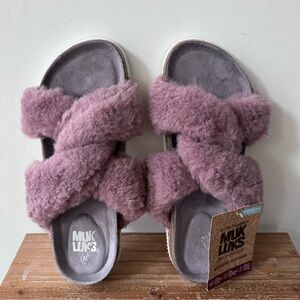 NWT | Muk Luks | W’s M (7-8) | Plush Crossband Slippers in Mauve